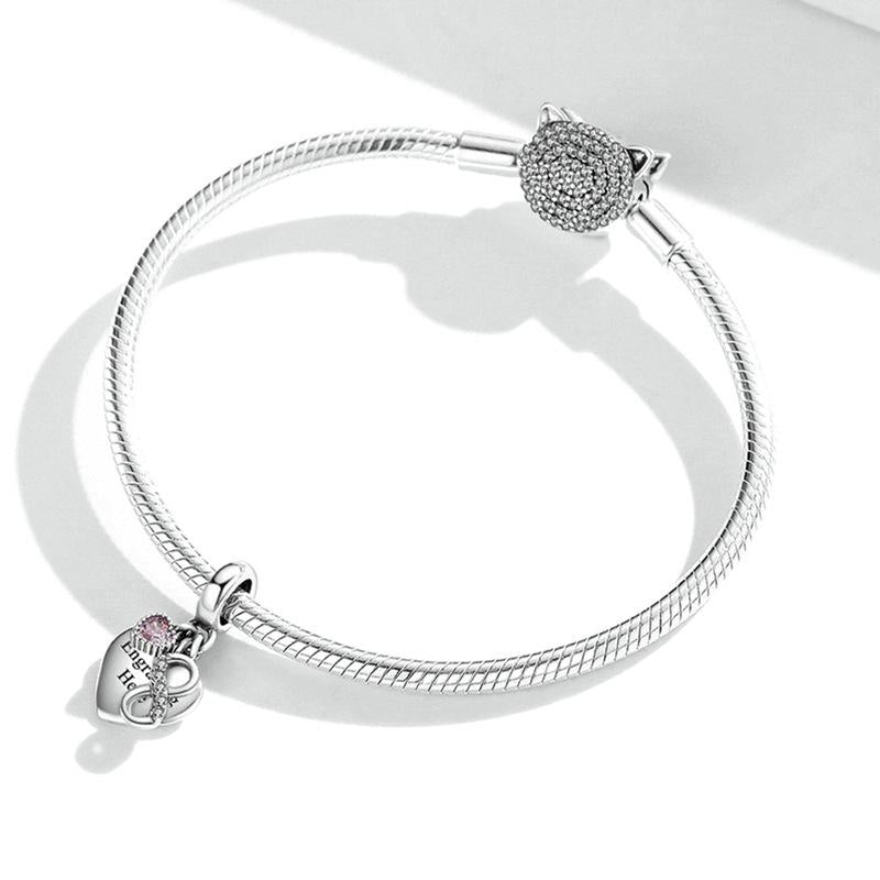 925 Sterling Silver Endless Heart Zircon Bracelet Pendant 5