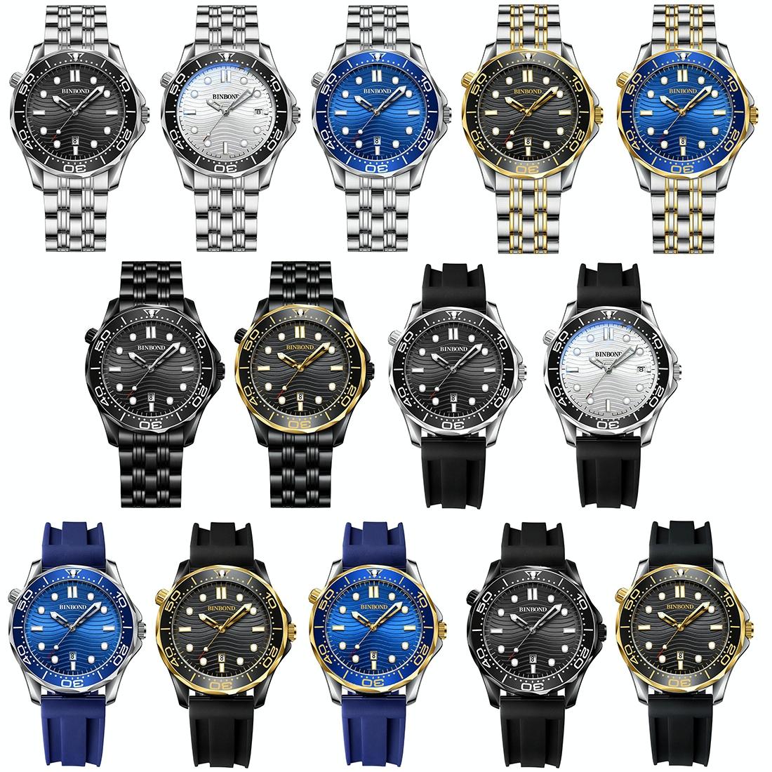 30m Waterproof Men Sports Quartz Watch - White Steel with Luminous Black Surface 3