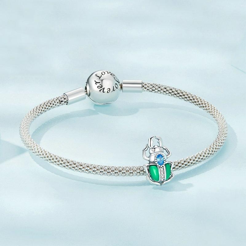 925 Sterling Silver Zircon Beetle Oil Drip Bracelet 5