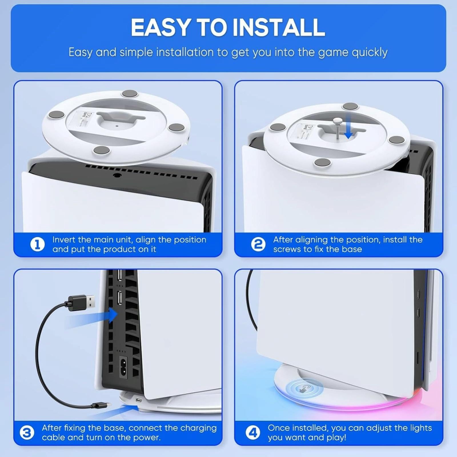 Universal Vertical Cooling Base For Sony Ps5 Slim - Black - White 7