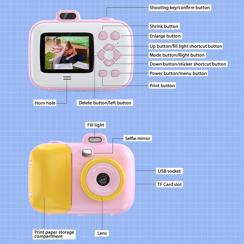 Smart Kids Thermal Camera With Printing Paper - 2.4 - Blue Focus - 503J Pink Fixed Focus 6