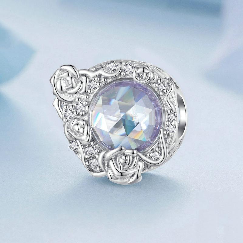 925 Sterling Silver Moon Rose Zirconia Beaded Bracelet 3