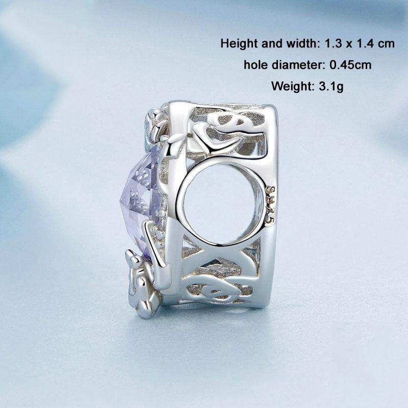 925 Sterling Silver Moon Rose Zirconia Beaded Bracelet 4