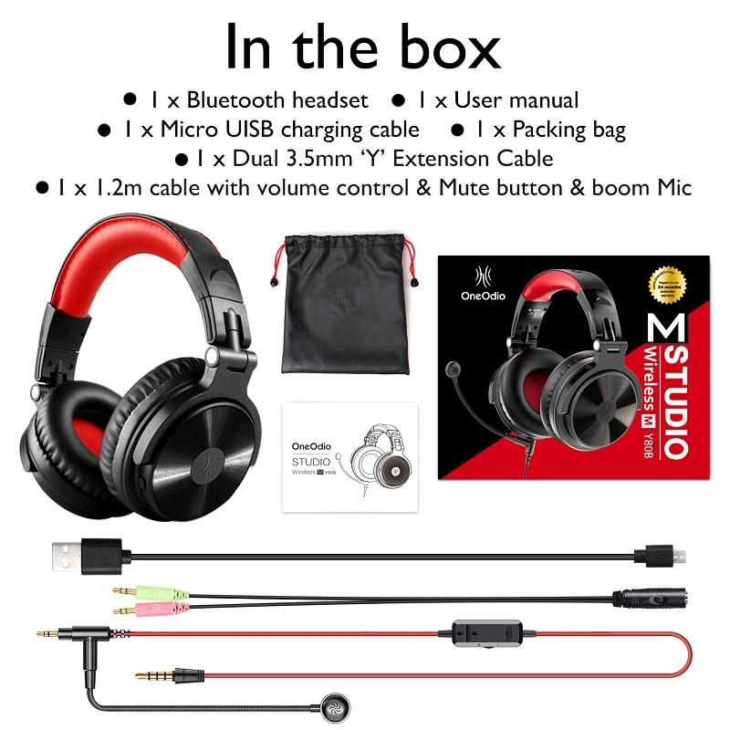 Wireless Gaming Headset Black & Red 10