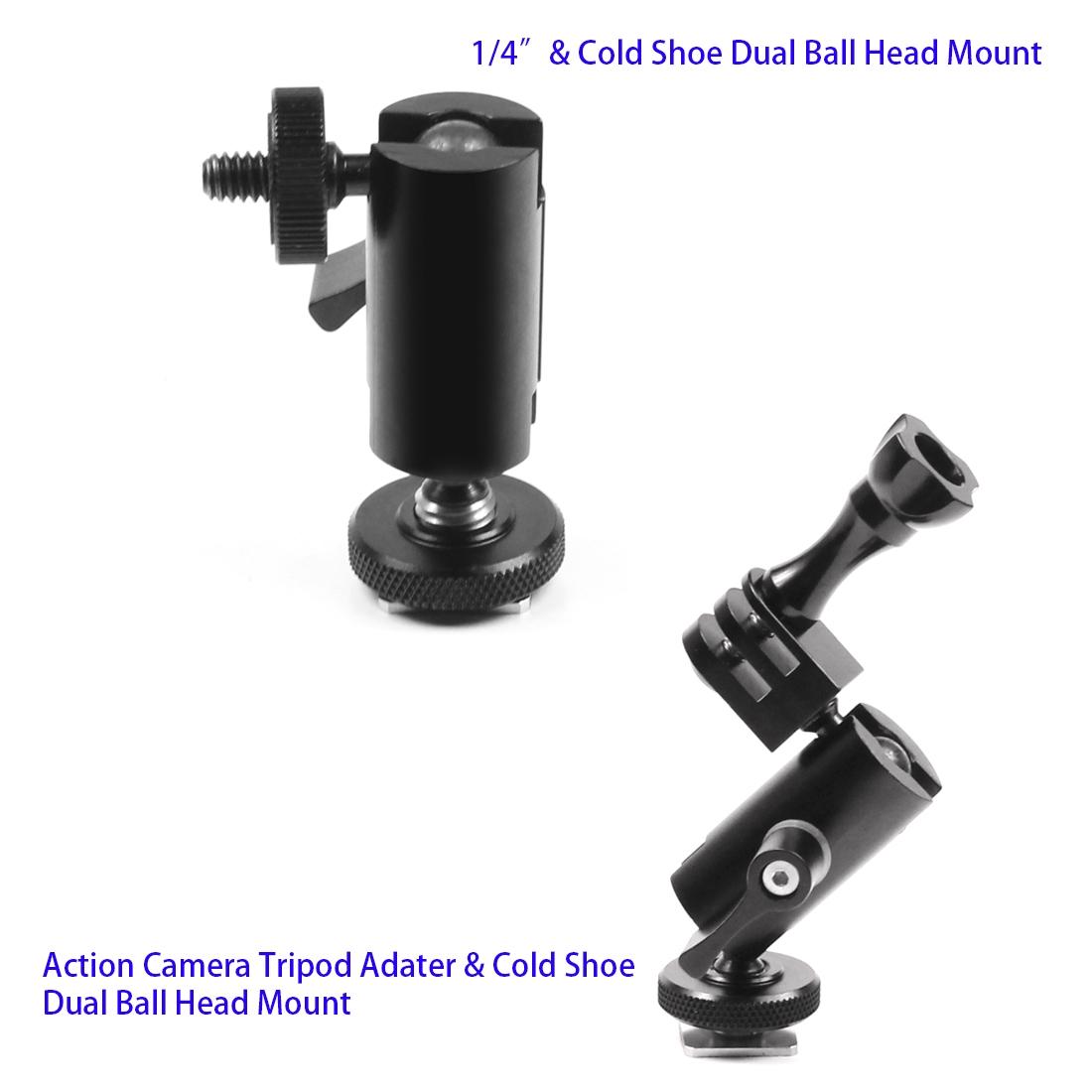 Universal Dual Ballhead Cold Shoe Mount for Action Cameras 5
