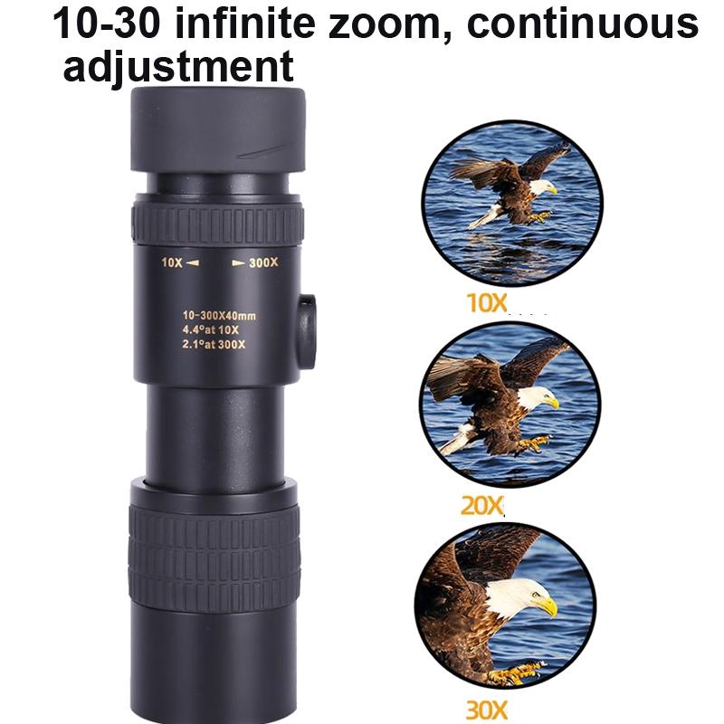 High Definition Monocular Telescope - 10-300X40 Bak4 Prism 4