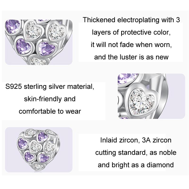 925 Sterling Silver Heart Infinity Bracelet With Zirconia Beads 4
