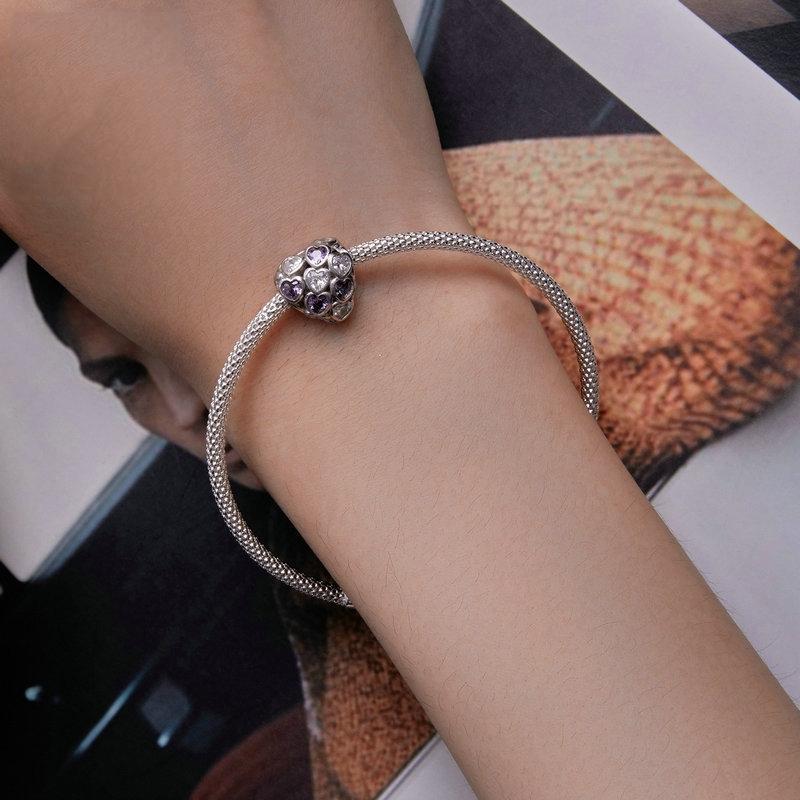 925 Sterling Silver Heart Infinity Bracelet With Zirconia Beads 6