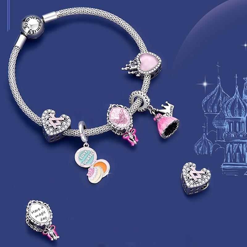 Retro Pink Pearl Bracelet With Fantasy Pendant 5