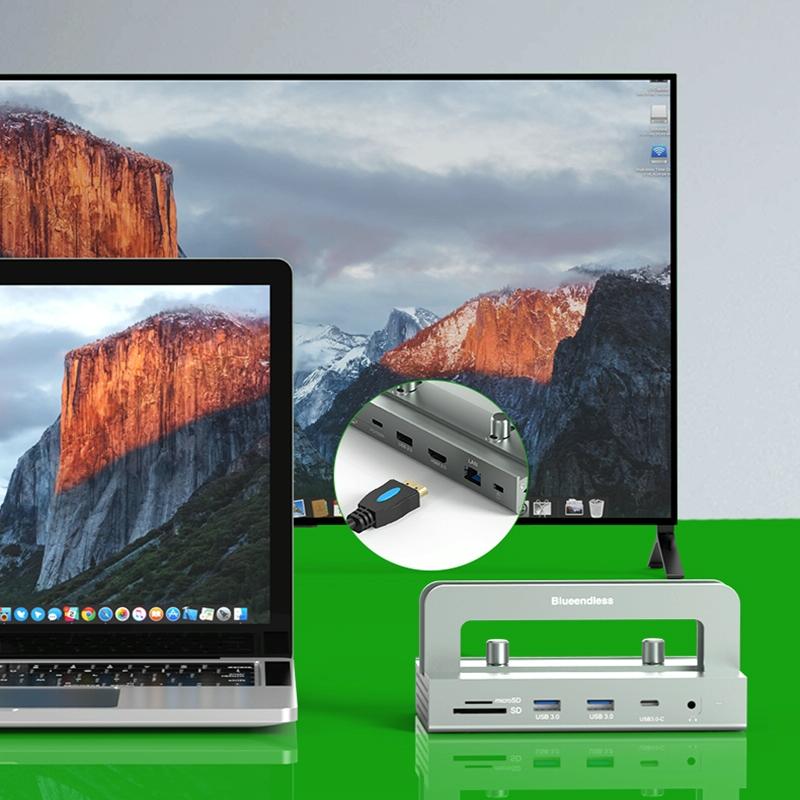 Vertical Laptop Docking Station with 4k / 60hz Type-c Hub - 10-In -1 Without Lan 7