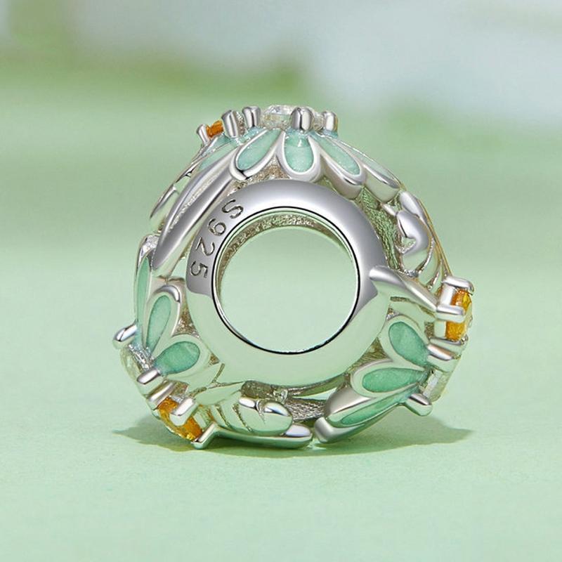 925 Sterling Silver Green Gradient Daisy Bee Bracelet 4
