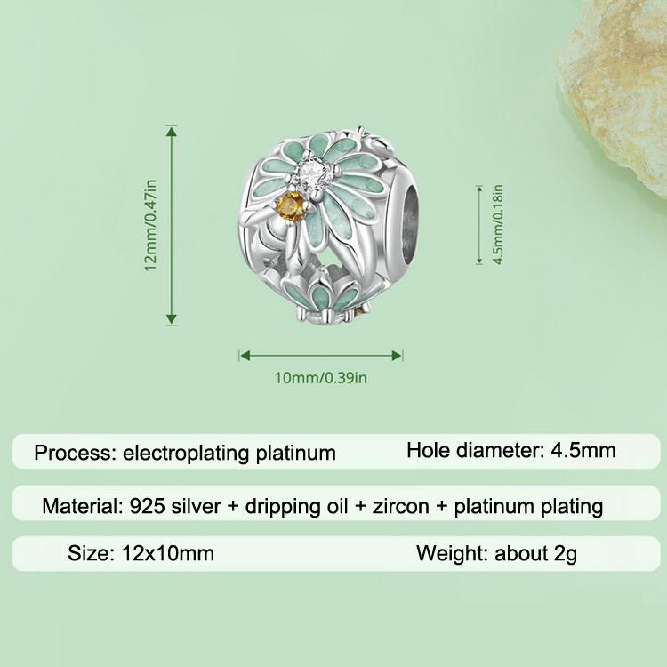 925 Sterling Silver Green Gradient Daisy Bee Bracelet 9