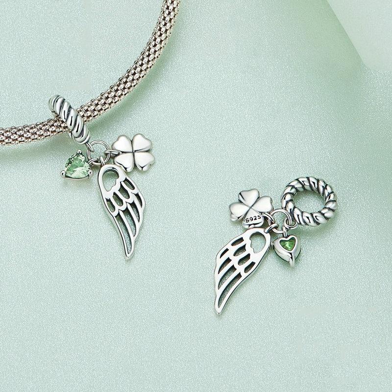 925 Sterling Silver Zircon Clover Bracelet With Hollow Wings 3
