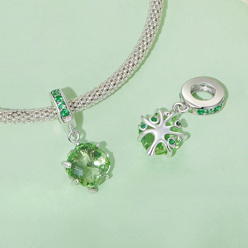 925 Sterling Silver Green Tree Life Pendant Bracelet 5