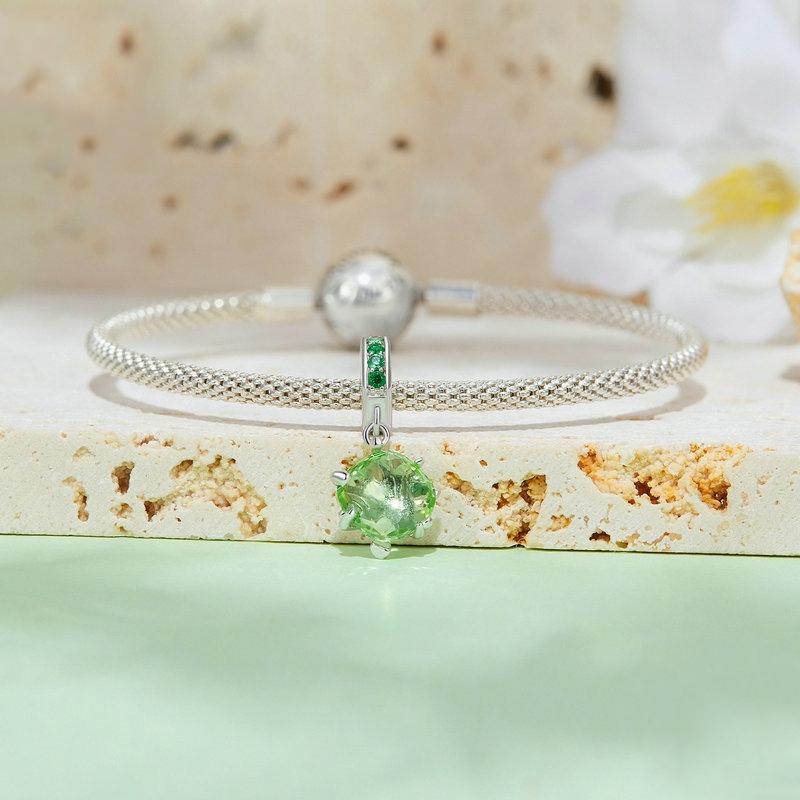 925 Sterling Silver Green Tree Life Pendant Bracelet 6