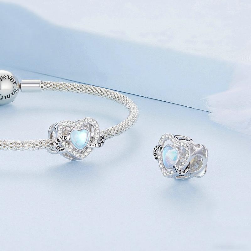 925 Sterling Silver Infinity Heart Bracelet With Zircon Beads 5