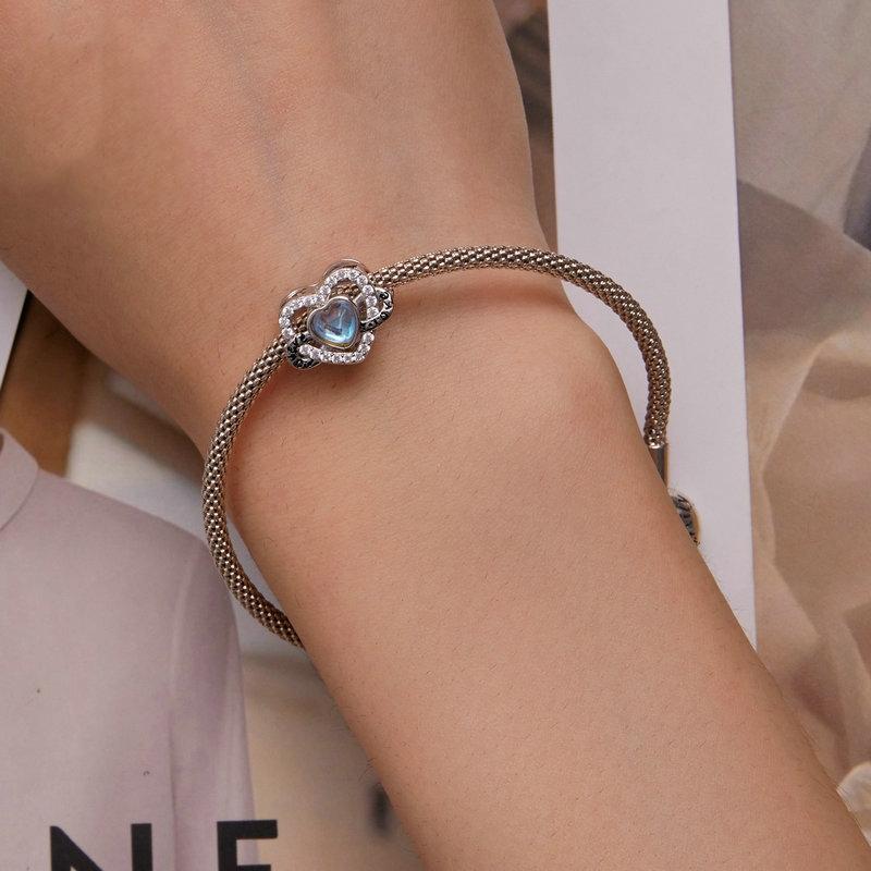 925 Sterling Silver Infinity Heart Bracelet With Zircon Beads 6