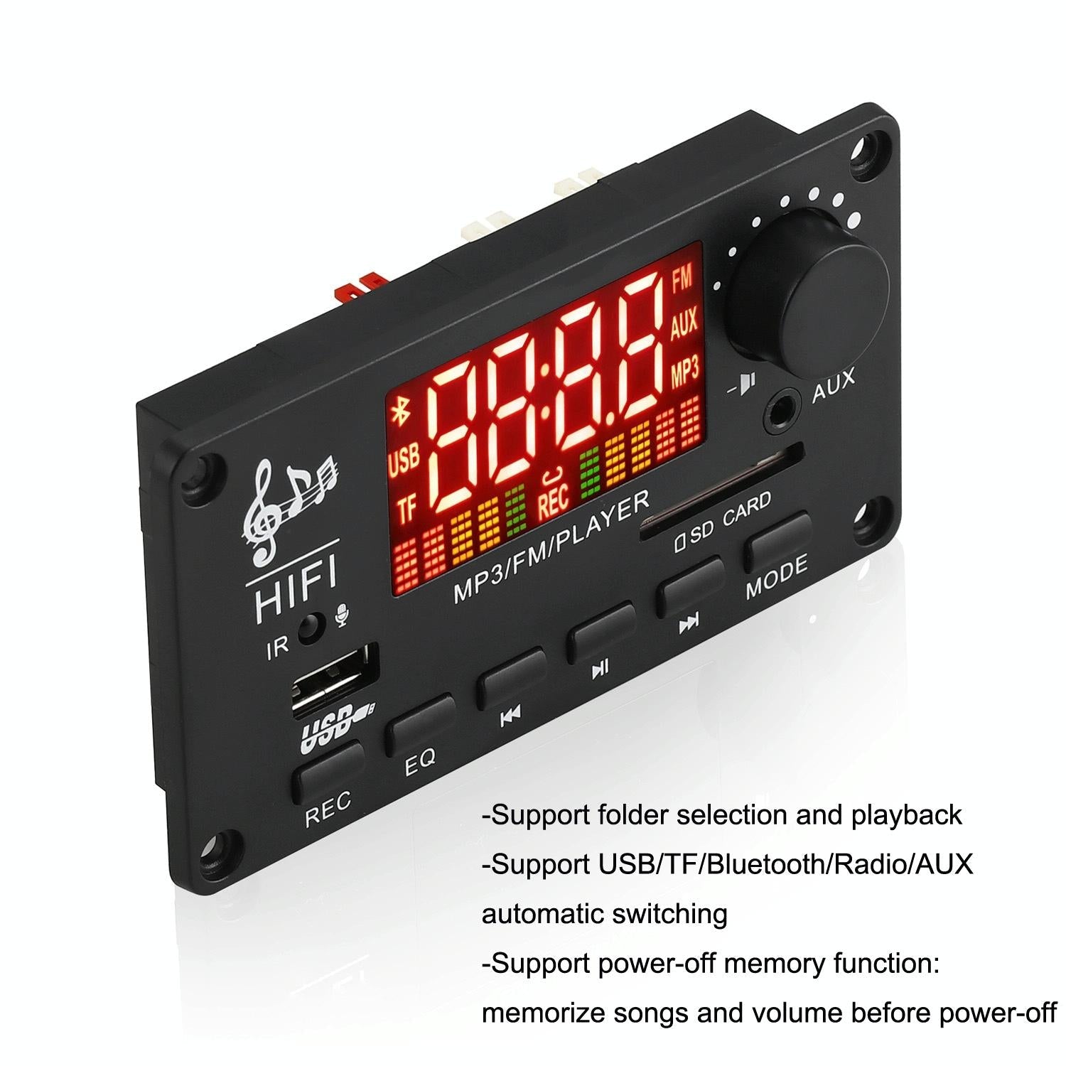 12V 50W Bluetooth Decoding Board For Fm / Call / Recording - White 6