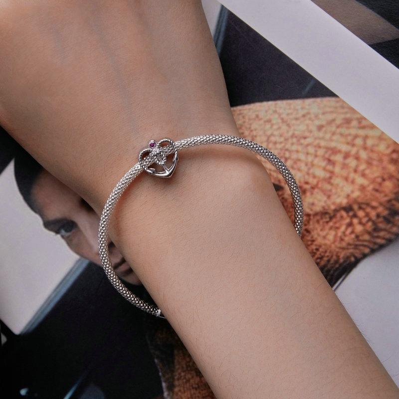 925 Sterling Silver Love Anchor Beaded Bracelet 6
