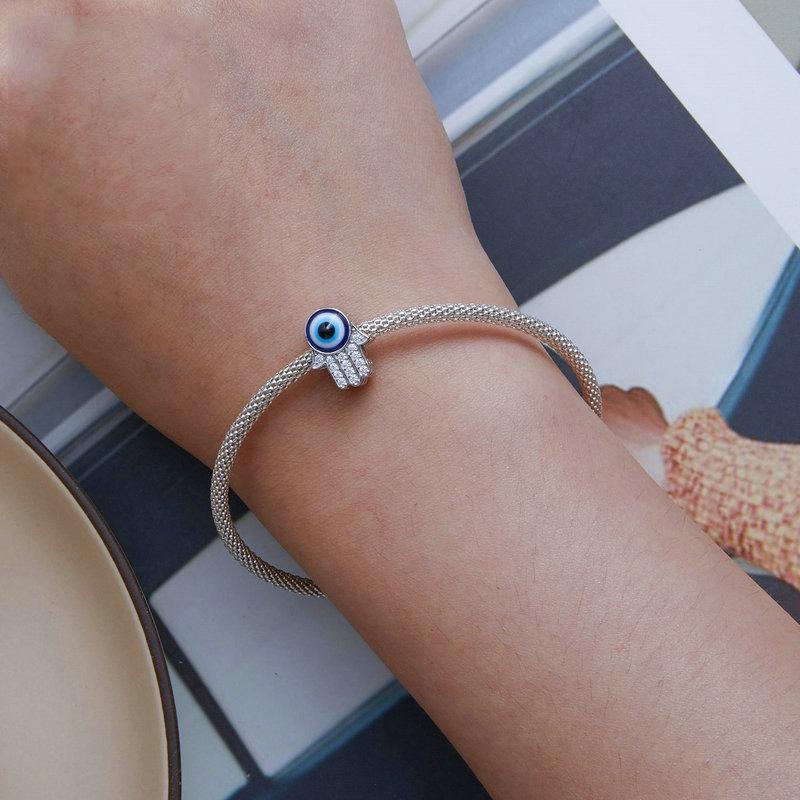 925 Sterling Silver Zircon Hand Of Fatima Bracelet 6