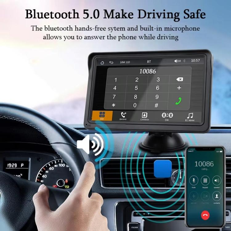 7 Inch Bluetooth 5.0 Carplay Monitor - Portable Compatible With Most Vehicles - Display 4