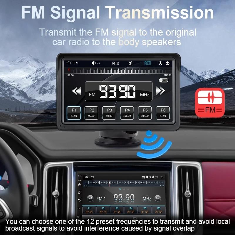 7 Inch Bluetooth 5.0 Carplay Monitor - Portable Compatible With Most Vehicles - Display 8