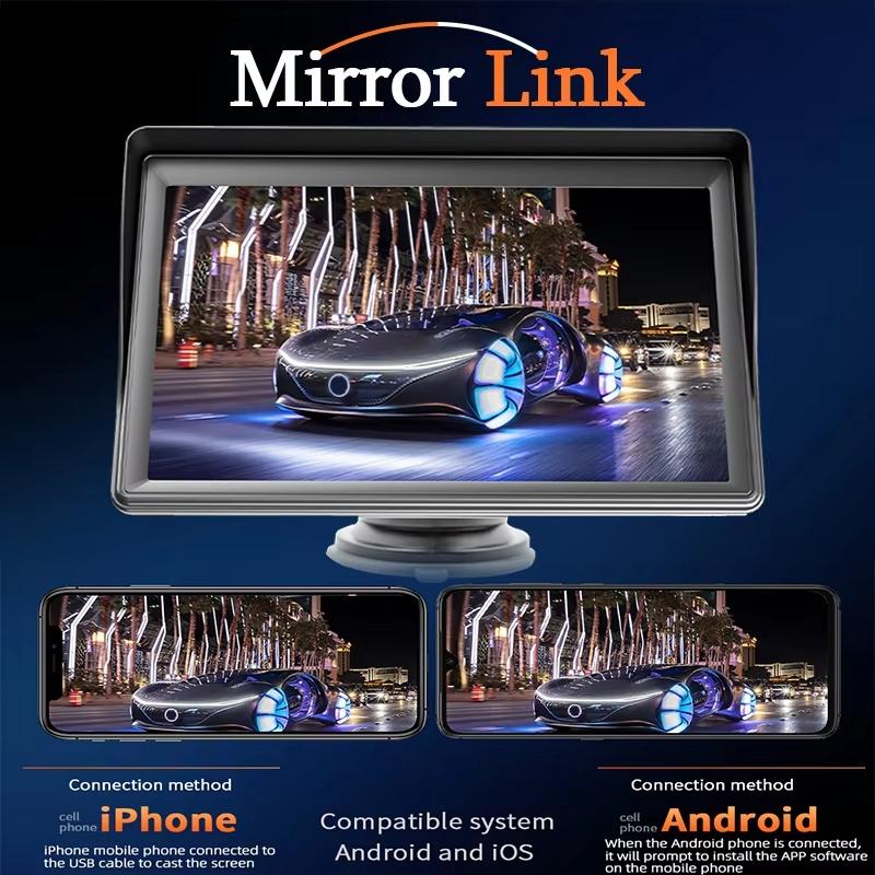 7 Inch Bluetooth 5.0 Carplay Monitor - Portable Compatible With Most Vehicles - Display 14