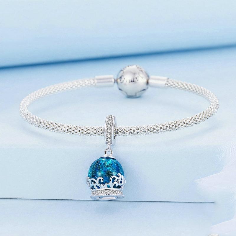 925 Sterling Silver Crystal Ball Bracelet With Zirconia Charm 6
