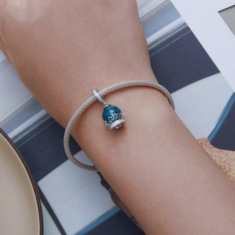 925 Sterling Silver Crystal Ball Bracelet With Zirconia Charm 7