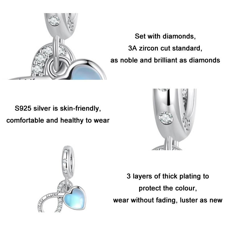 925 Sterling Silver Sisterhood Charm Bracelet With Zirconia Pendant 5