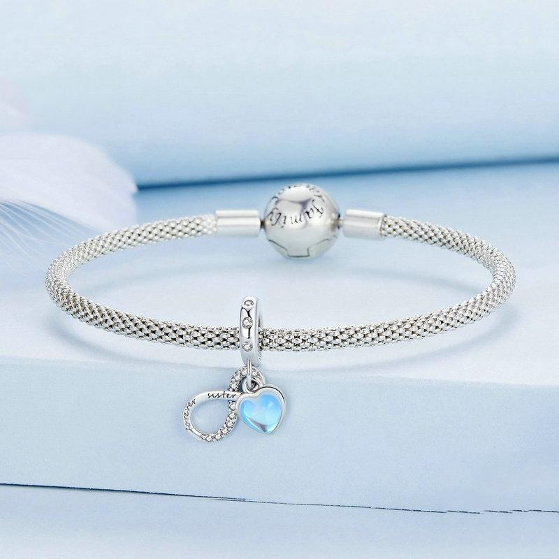 925 Sterling Silver Sisterhood Charm Bracelet With Zirconia Pendant 6