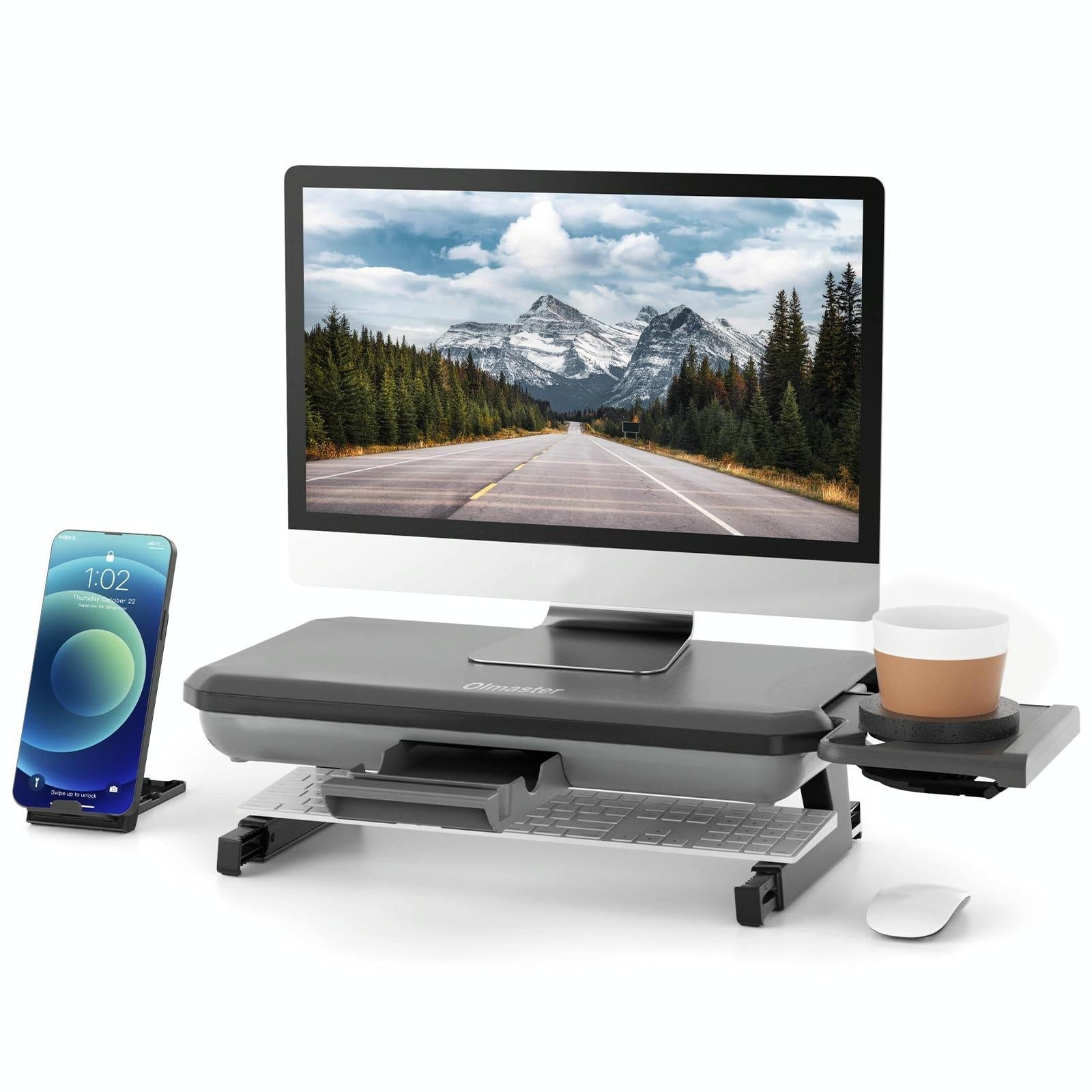 Adjustable Laptop Stand with Storage Drawer - Height Riser - Basic 10