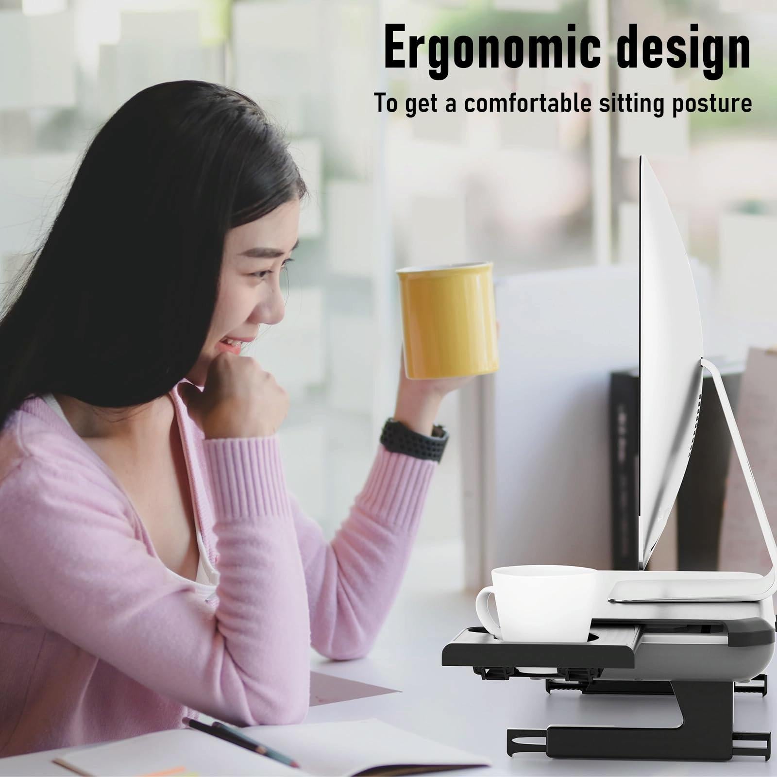 Adjustable Laptop Stand with Storage Drawer - Height Riser - Basic 14