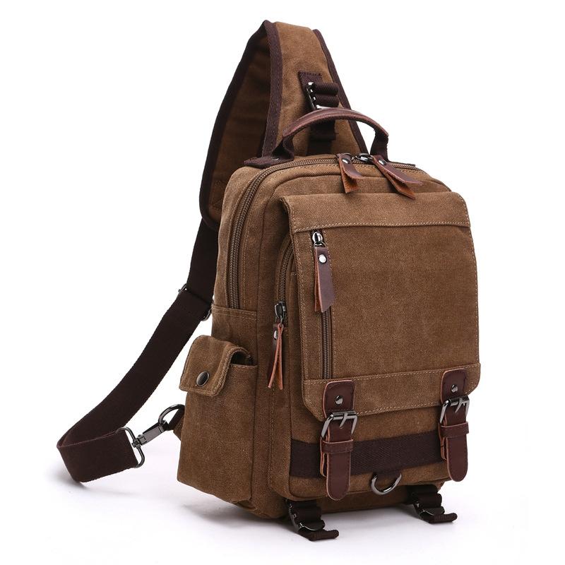 Canvas Chest Bag For Outdoor Travel Brown