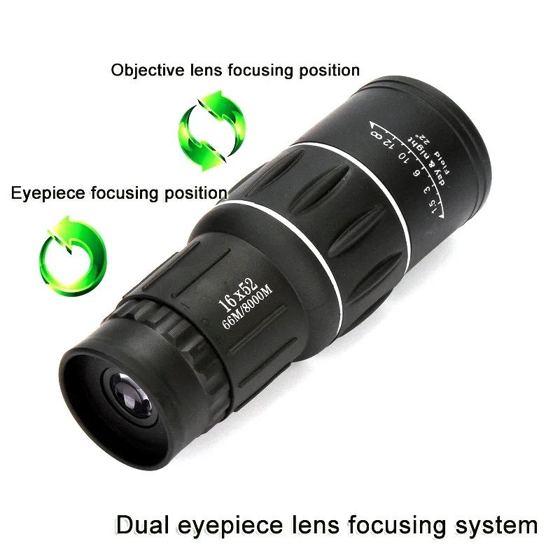 High Definition Monocular Telescope For Outdoor Bird Viewing - 16X52 Green Film - 16X52 Prism 5