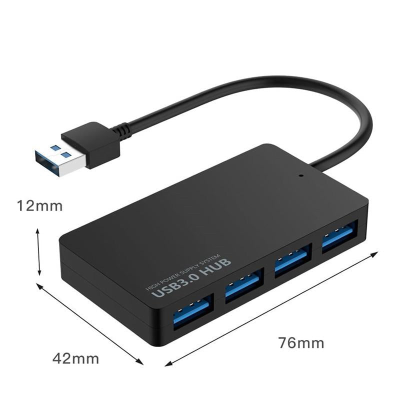 4-Port Usb Adapter Cable High-Speed Docking Station & Multi-Interface Hub Black 4