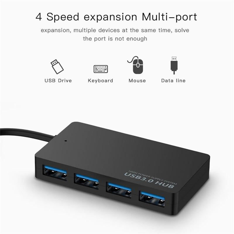 4-Port Usb Adapter Cable High-Speed Docking Station & Multi-Interface Hub Black 5