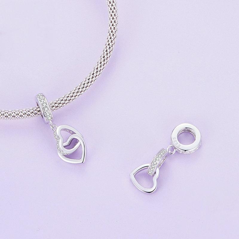 925 Sterling Silver Interlocking Love Heart Pendant 3