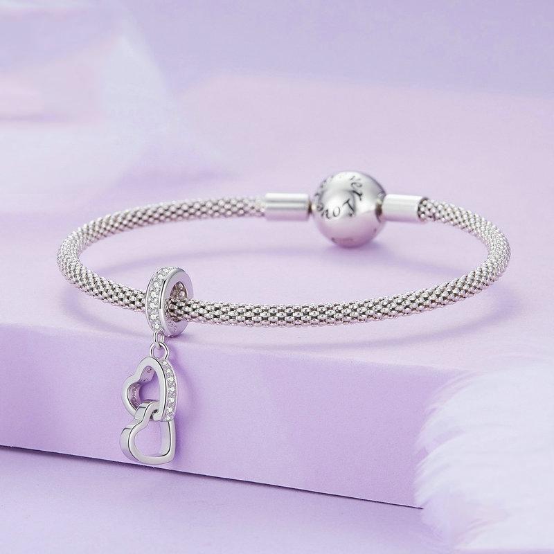 925 Sterling Silver Interlocking Love Heart Pendant 4