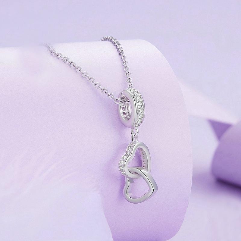 925 Sterling Silver Interlocking Love Heart Pendant 5