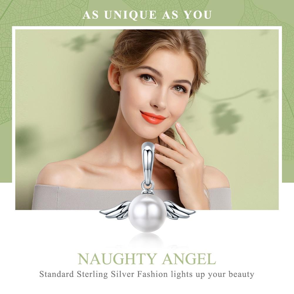 925 Sterling Silver Angel Wing Pendant With Shell Bead Charm For Diy Bracelets Style - Pendent 5