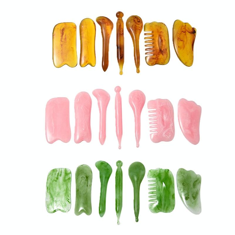 7-Piece Facial Tendon Stick & Scraping Board Set For Meridian Acupuncture Green 3