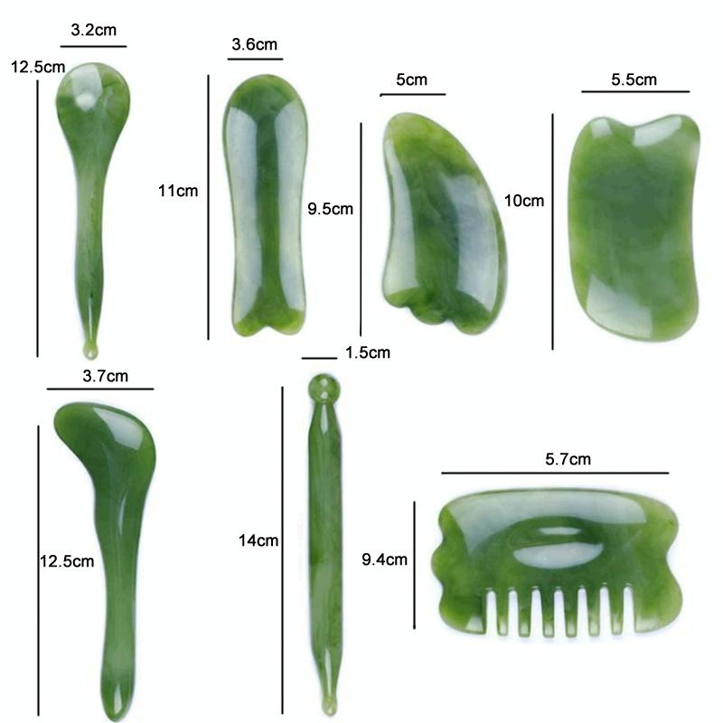 7-Piece Facial Tendon Stick & Scraping Board Set For Meridian Acupuncture Green 4