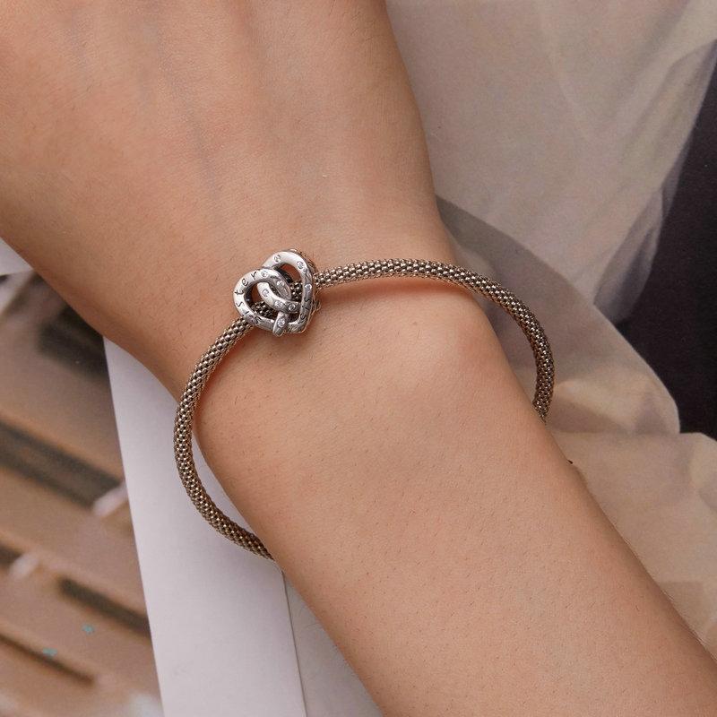 925 Sterling Silver Hollow Heart Sister Bracelet Beaded 6
