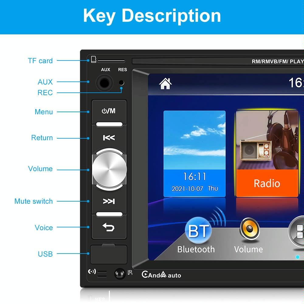 6.2 Inch Dual Spindle Hd Car Mp5 Player With Carplay - Universal Fit 6