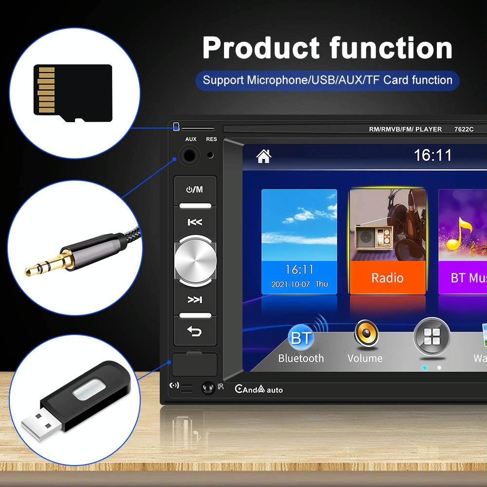 6.2 Inch Dual Spindle Hd Car Mp5 Player With Carplay - Universal Fit 7