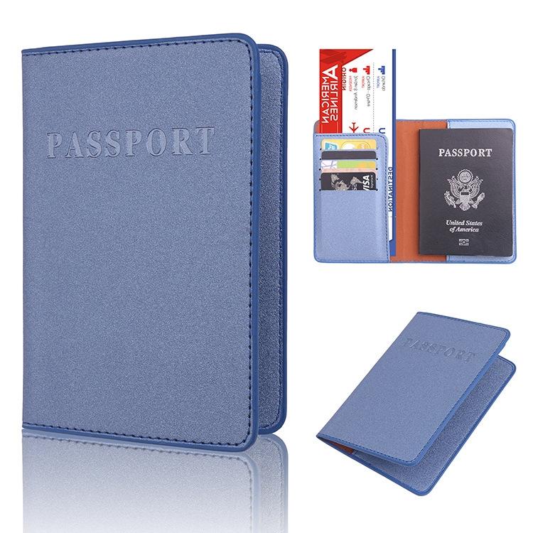 Frosted Pu Multi Card Passport Holder For Travel Abroad Blue 3