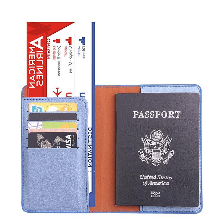 Frosted Pu Multi Card Passport Holder For Travel Abroad Blue 4
