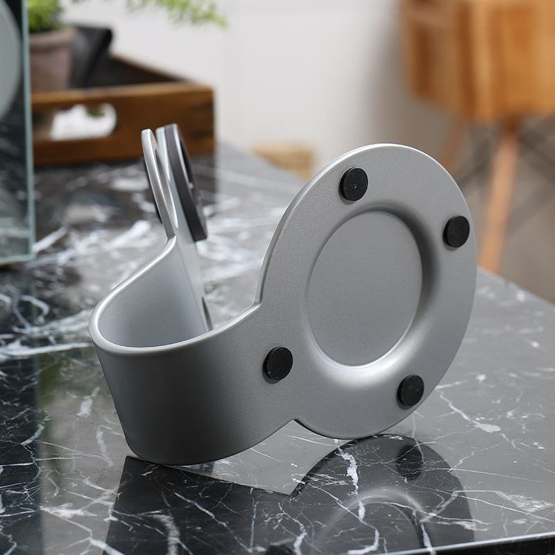 Universal Hair Dryer Stand No Drilling Silver 5