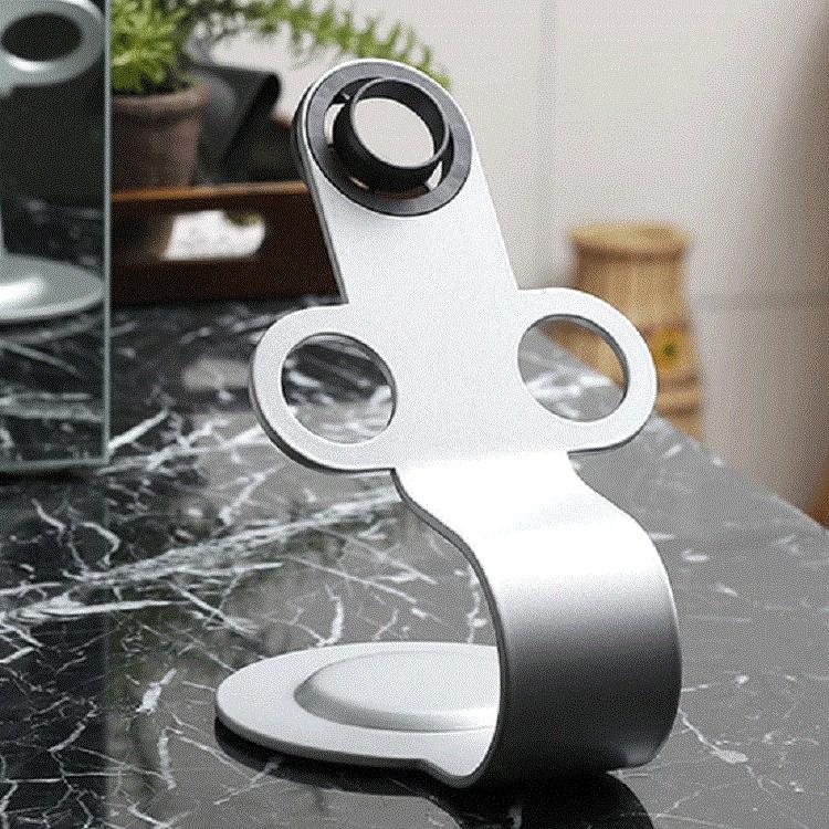 Universal Hair Dryer Stand No Drilling Silver 6